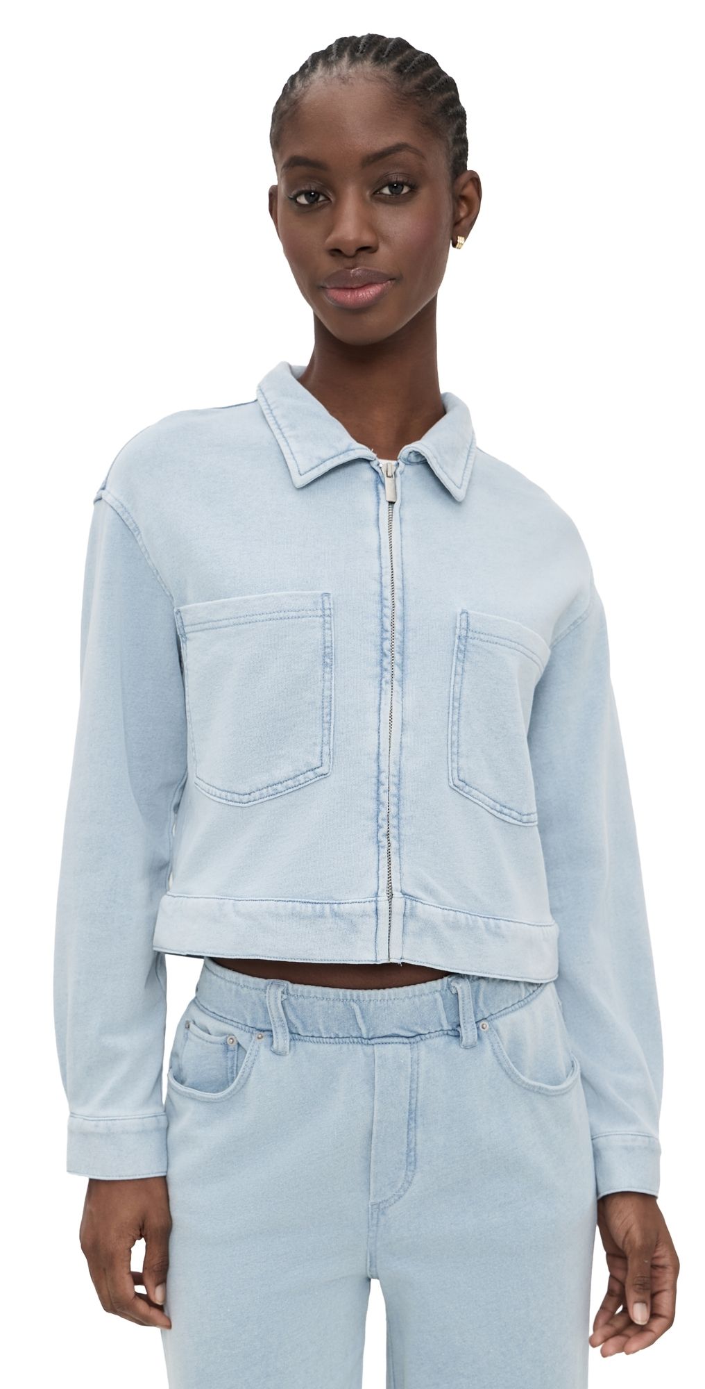 Z Supply Heritage Knit Denim Jacket Ocean Air Indigo L