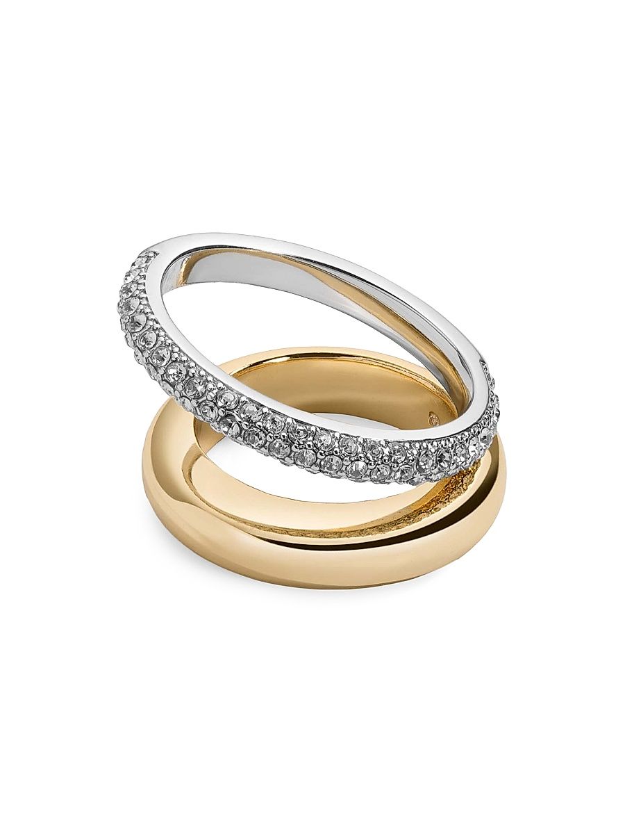 Women's Vida Two-Tone & Glass Crystal Double-Band Ring - Gold Crystal - Size 7