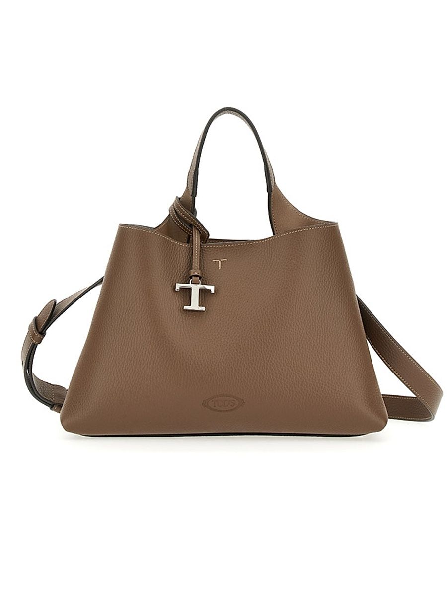 Women's Small Leather Top Handle Bag - Noce Creta