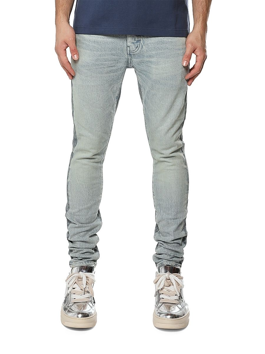Men's Two-Tone Light Indigo Skinny Jeans - Light Indigo - Size 40