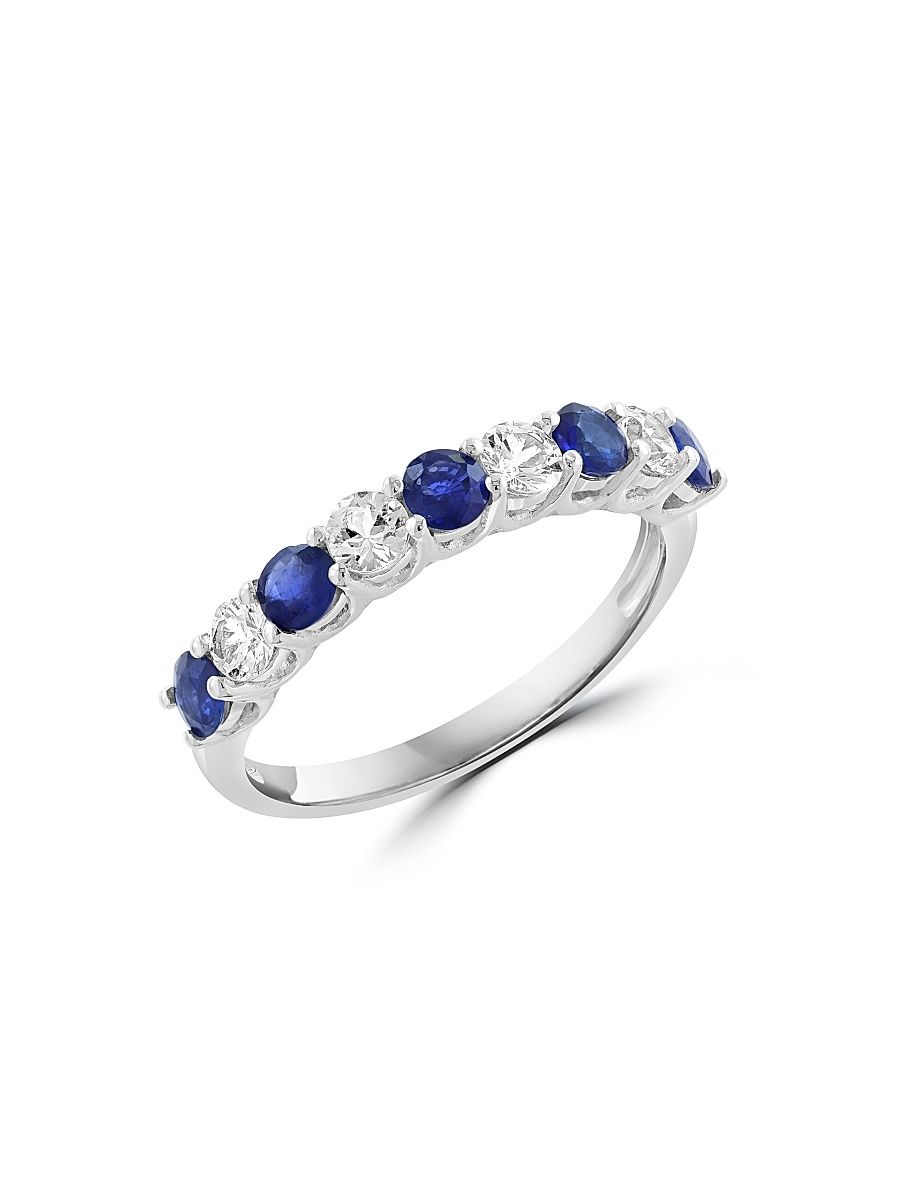 Women's 14K White Gold, Sapphire & 0.39 TCW Diamond Ring - White Gold - Size 7
