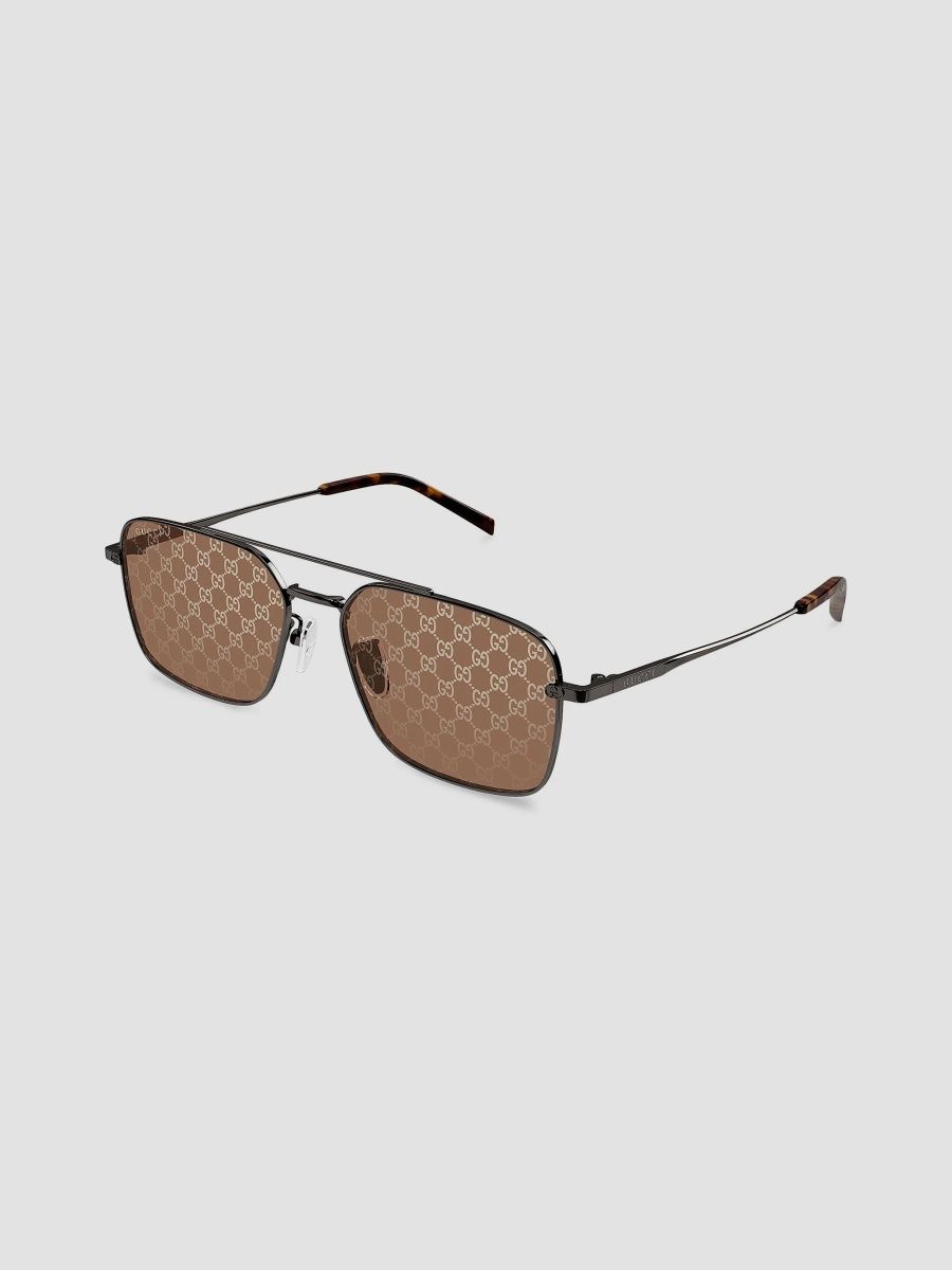 Gucci Men's Petit GG 58MM Aviator Sunglasses - Grey Brown