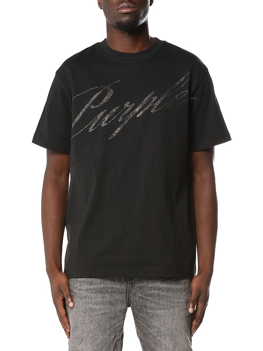 Men's Logo Cotton Crewneck T-Shirt - Black - Size XXL