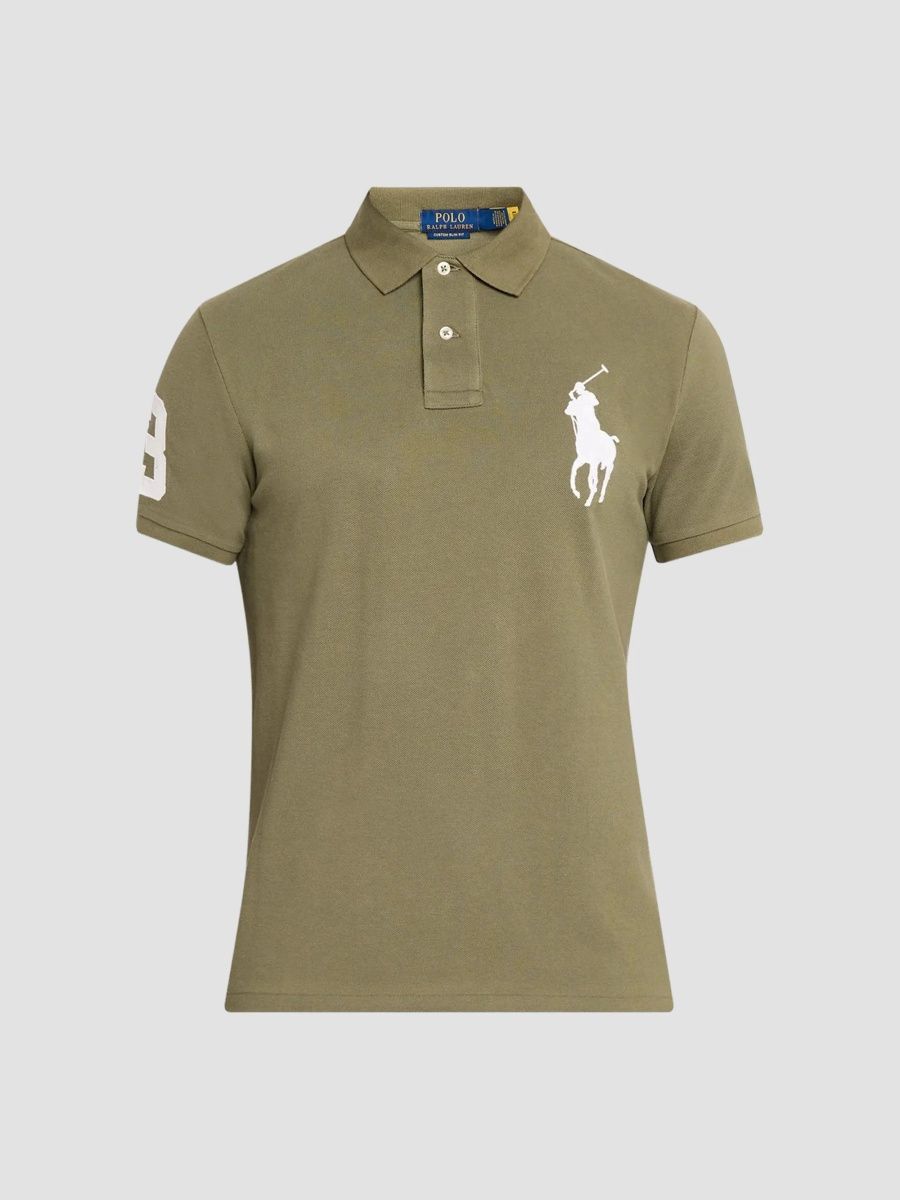 Polo Ralph Lauren Men's Cotton Slim-Fit Polo Shirt - Cruise Olive White - Size XXL