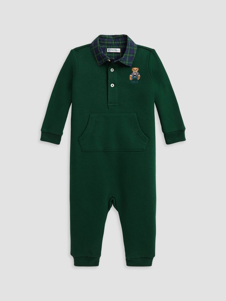 Polo Ralph Lauren Boy's Baby Boy's Polo Bear Cotton-Blend Fleece Coverall - Moss Agate - Size 12 Months