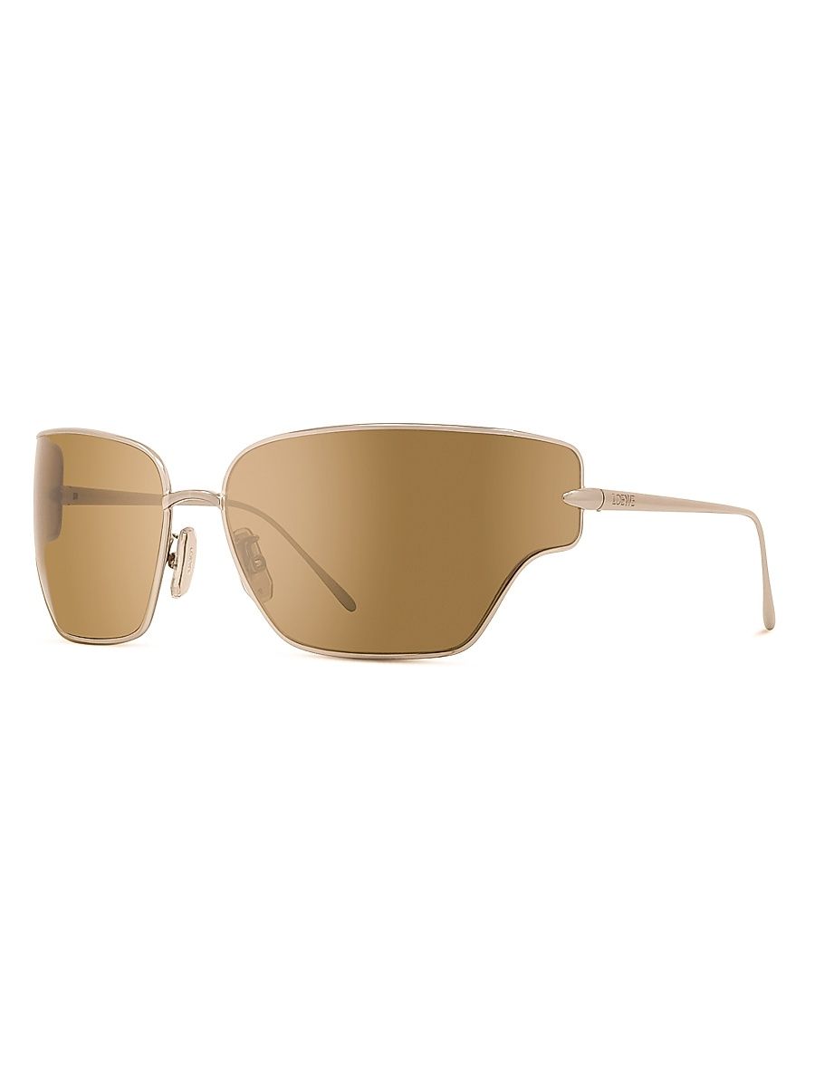 Women's Signature 70MM Wrap Sunglasses - Brown Gold