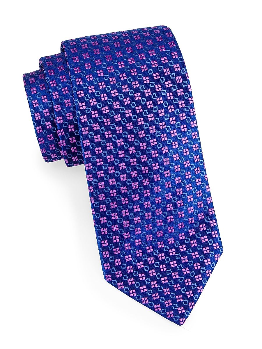 Men's Diagonal Stripe Silk Jacquard Tie - Royal Pink