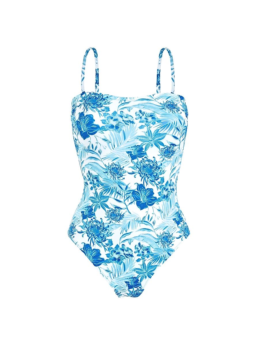 Women's Tahiti Flowers One-Piece Swimsuit - Blanc - Size Medium
