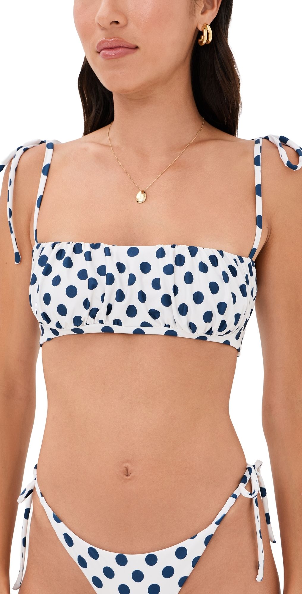 Peixoto Silas Bikini Top Navy Polka Dots XL