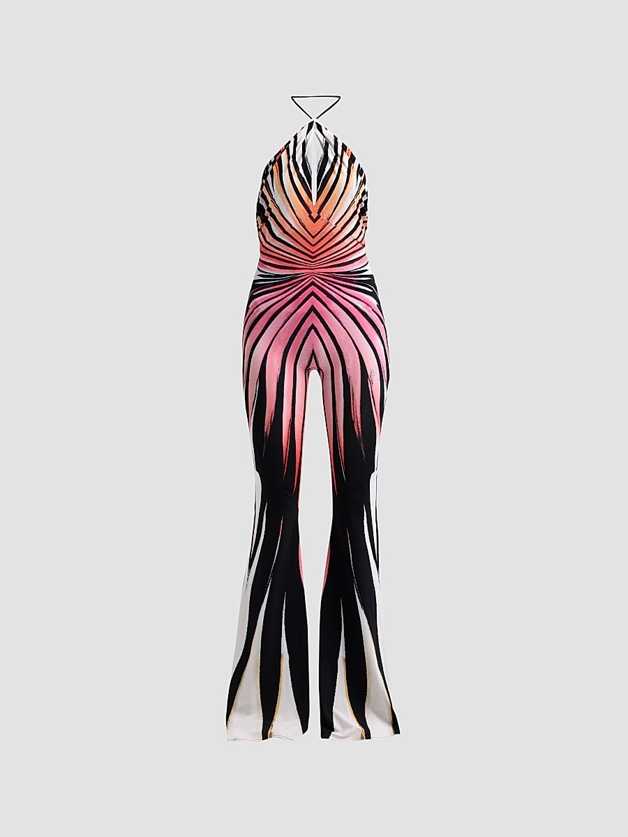 Women's Printed Halter Catsuit - Coral - Size 12