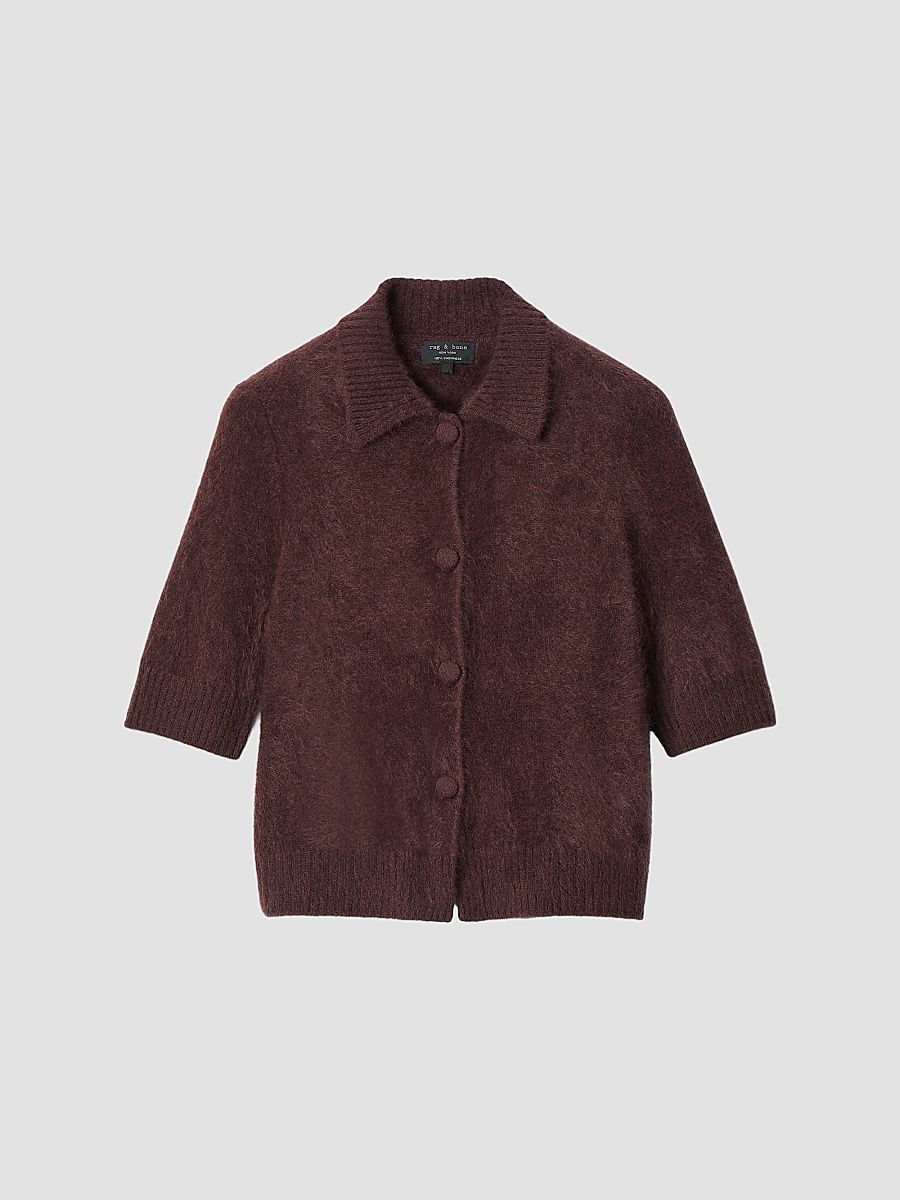 Women's Jada Cashmere Cardigan - Dark Brown - Size XS