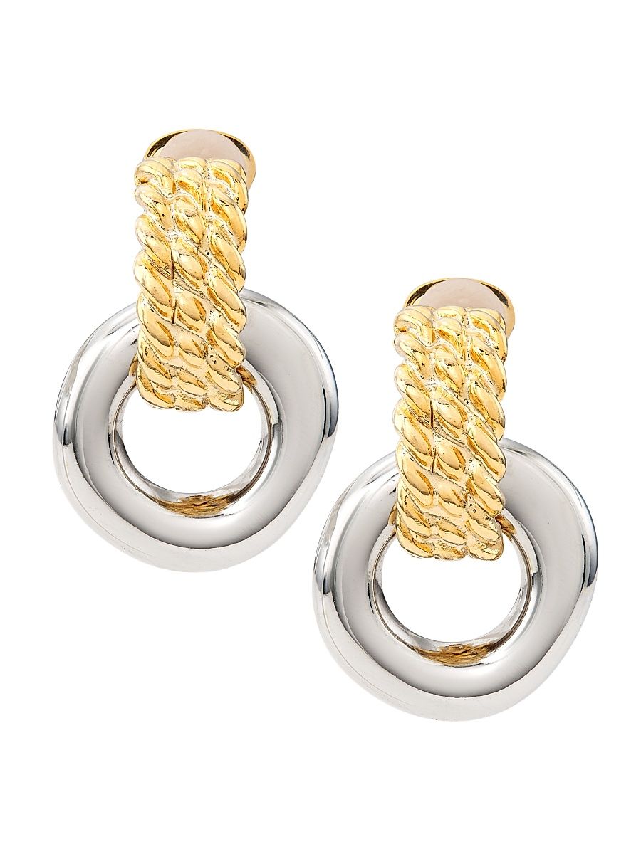 Women's Two-Tone Rhodium-Plated & 22K Gold-Plated Doorknocker Earrings - Gold