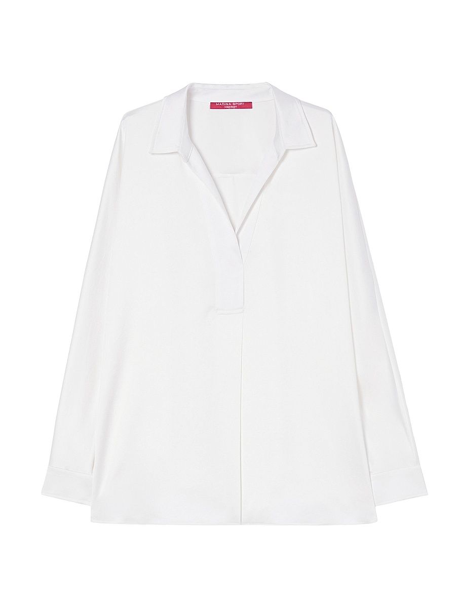 Women's Satin Shirt - Ivory - Size 14