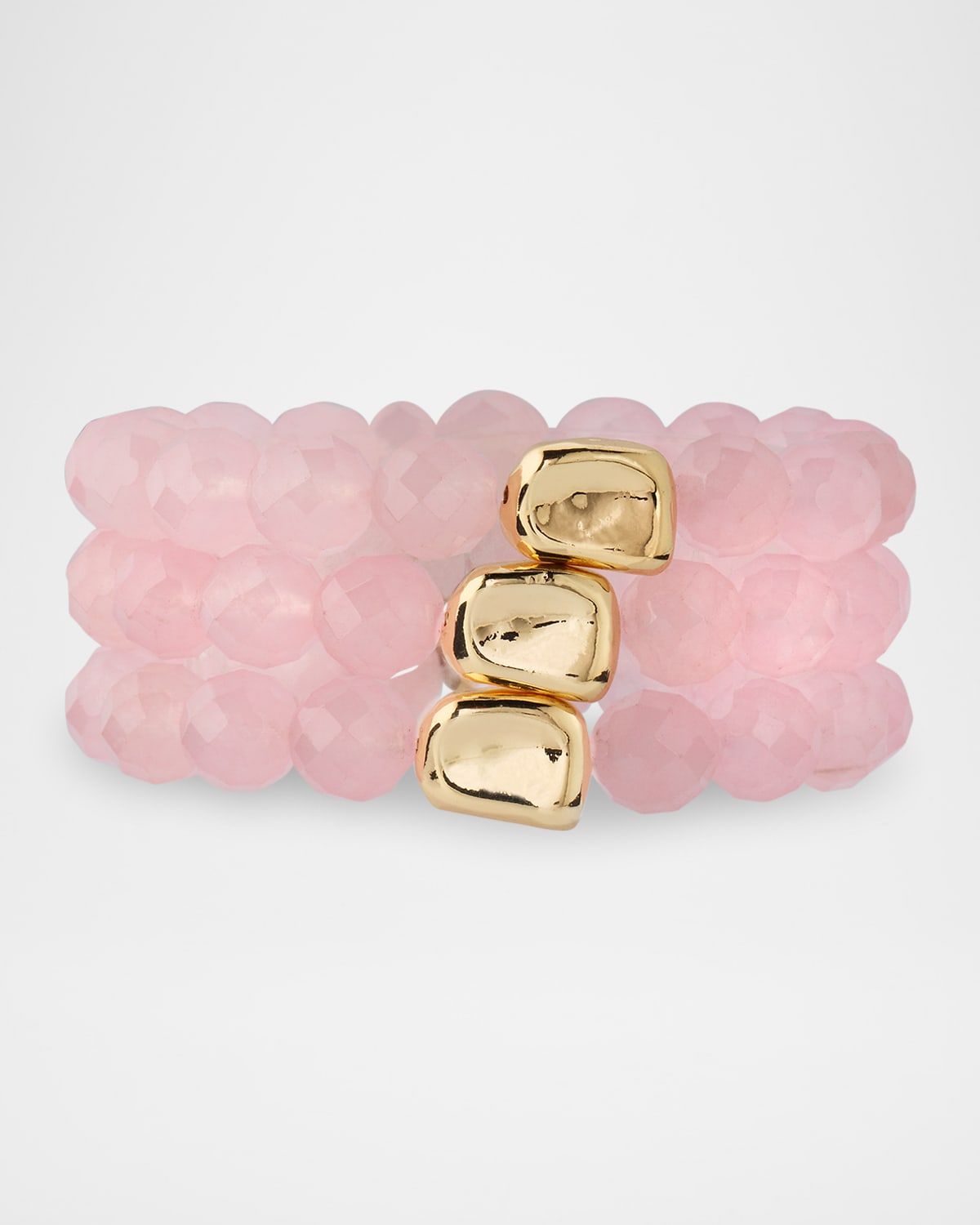 Rose Quartz and Gold Accent Multi-Strand Stretch Bracelet