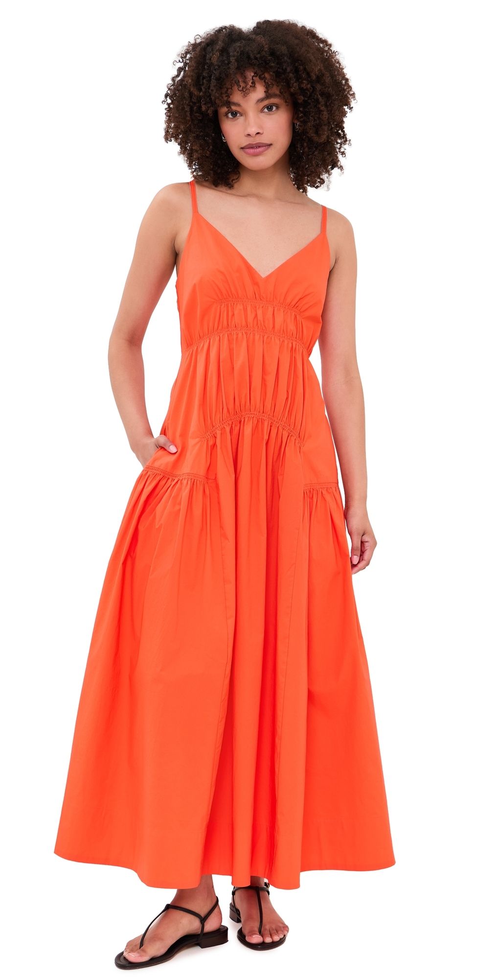 Proenza Schouler White Label Michelyn Dress In Poplin Orange L