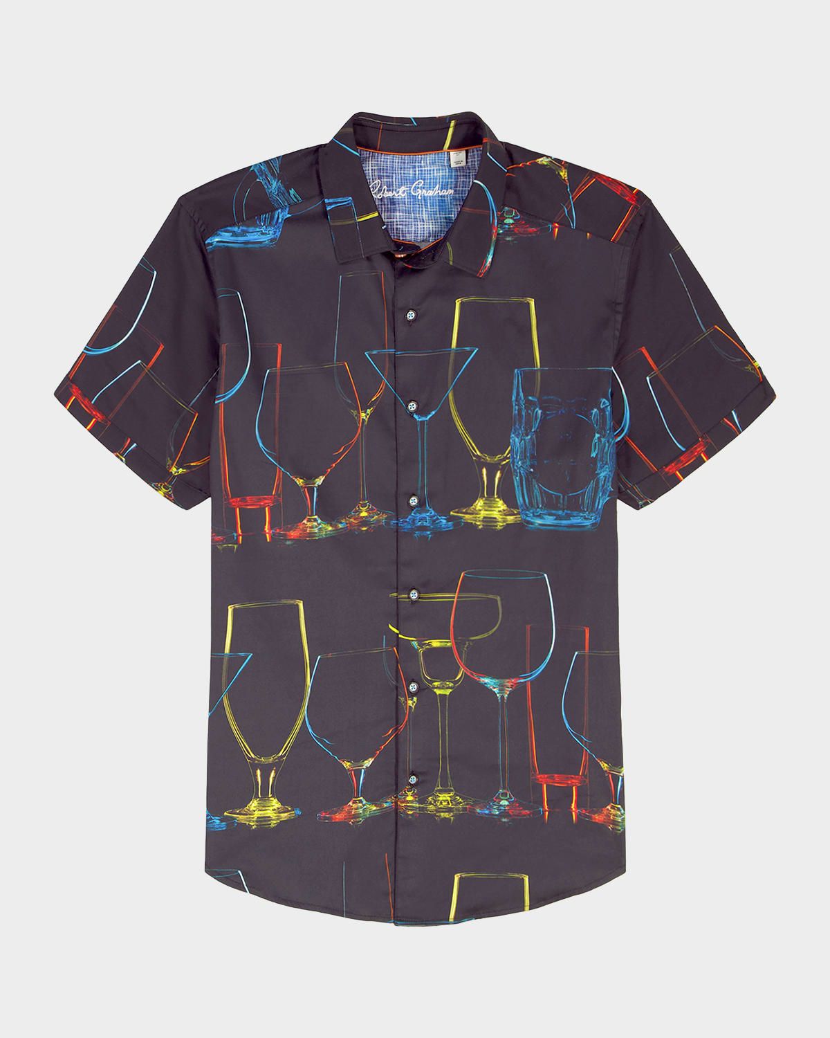 Men & apos;s Neon Nights Satin Short-Sleeve Shirt
