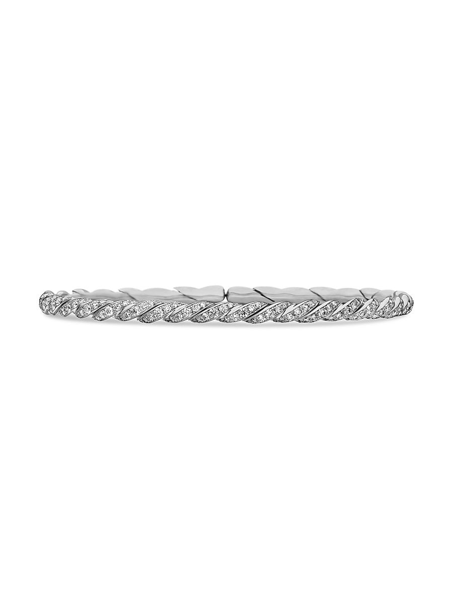 Women's Sculpted Cable Flex Bracelet in 18K White Gold - Diamond - Size Small