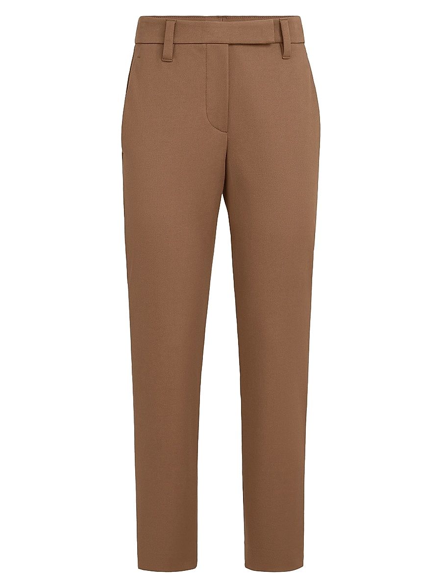 Women's Stretch Cotton Cover Slim Fit Trousers - Brown - Size 4