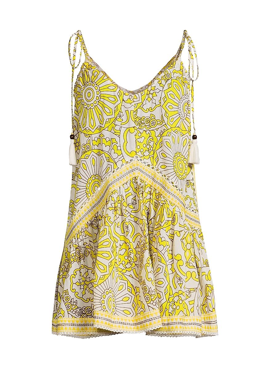 Women's Gigi Printed Cotton Mini Cover-Up Dress - Sunglow Combo - Size XL
