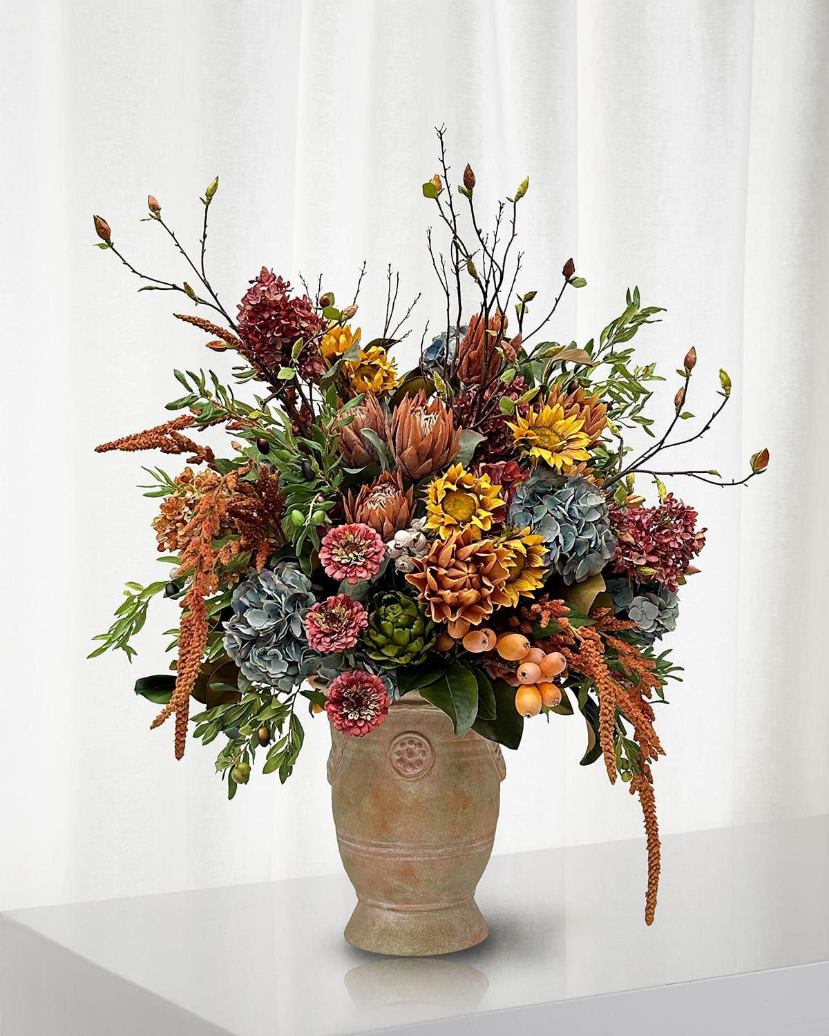 Mixed Fall 47" Faux Floral Arrangement in Terracotta Planter