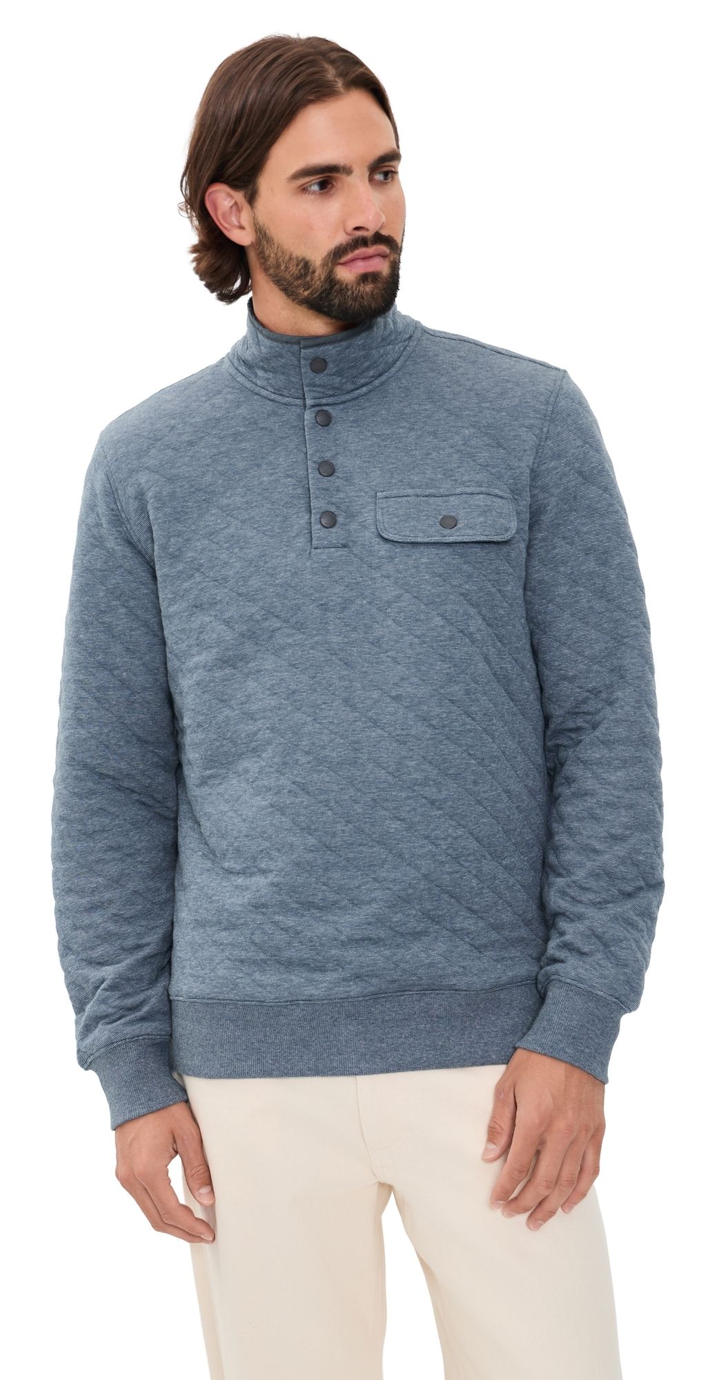 Faherty Epic Quilted Pullover Crystal Creek Heather XXL