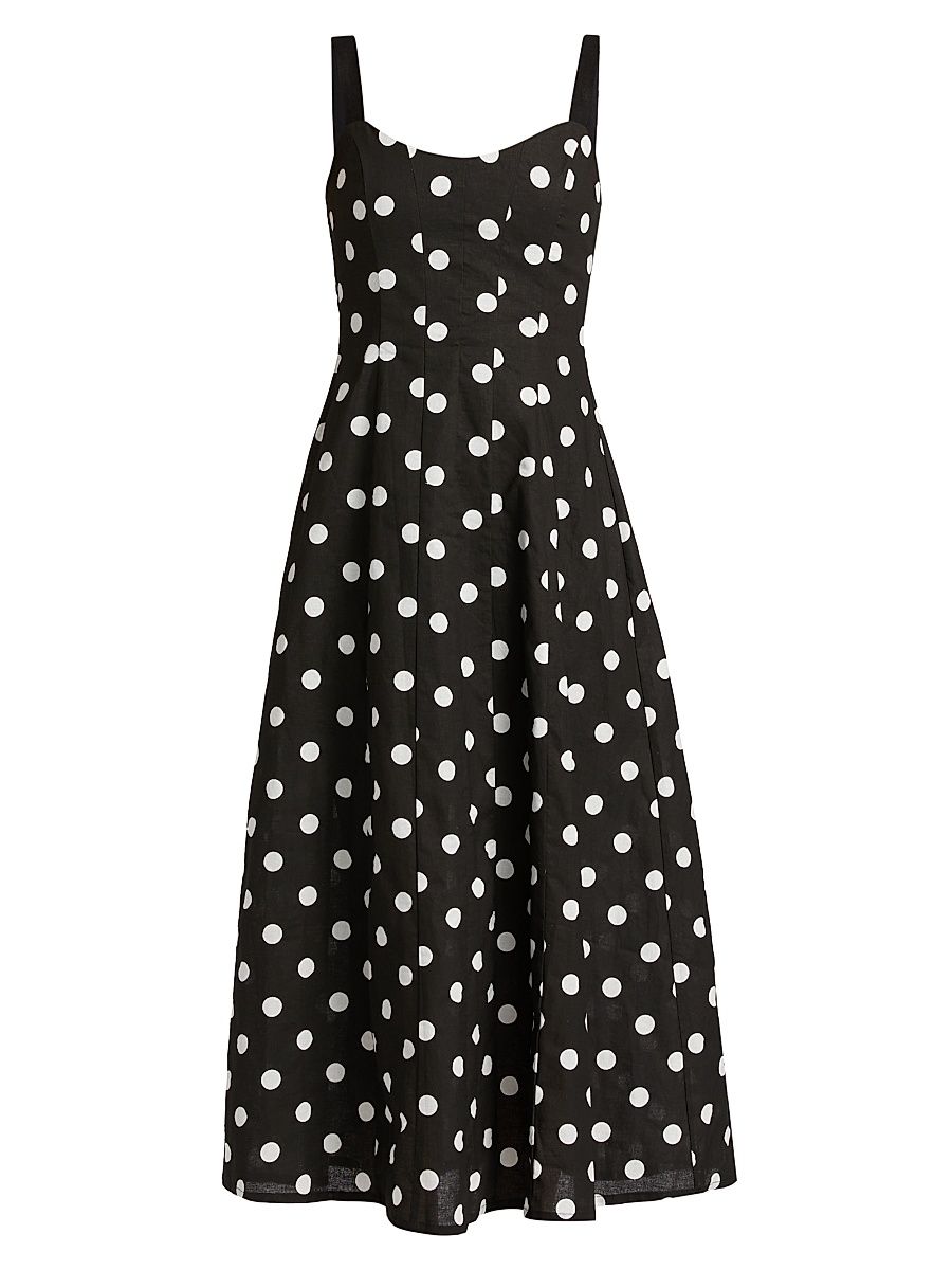 Women's Clementine Polka Dot Maxi Dress - Black White Polka Dot - Size Large