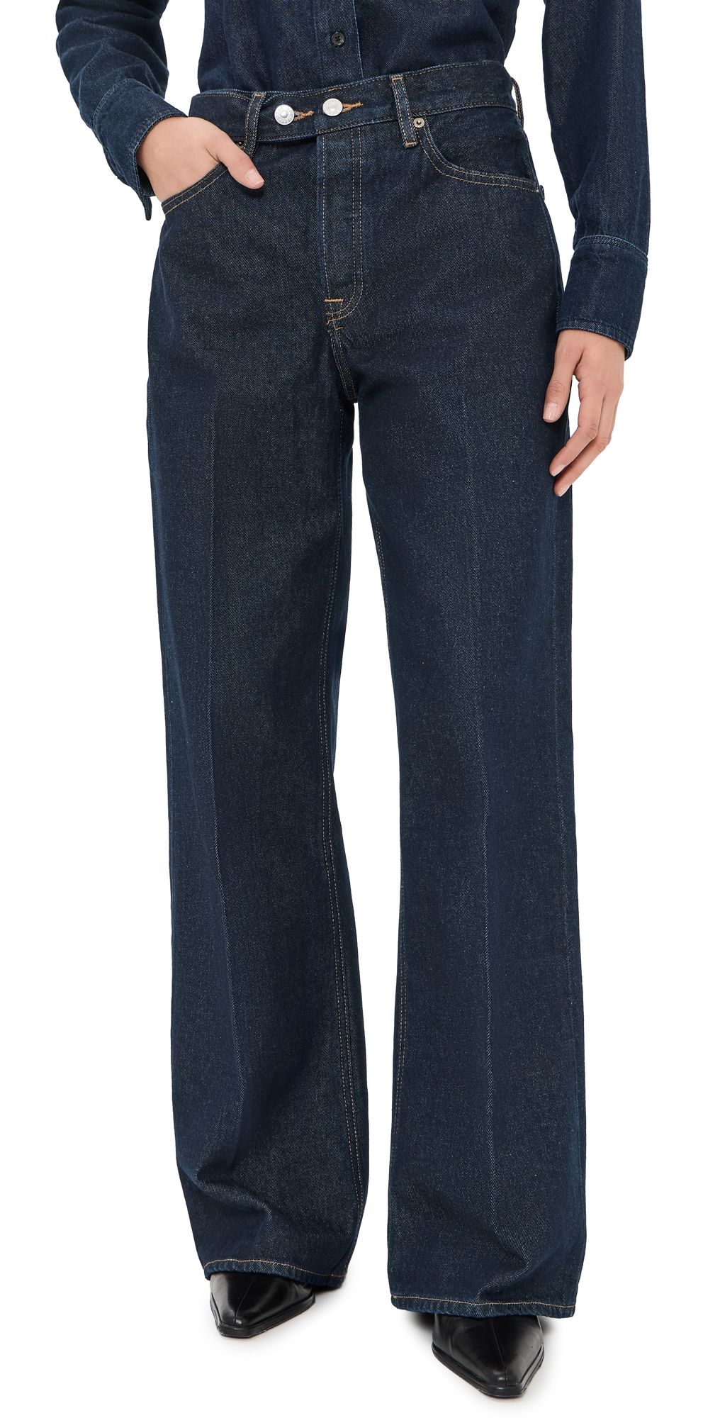 Good American Belted Vintage Baggy Jeans Rinse 6