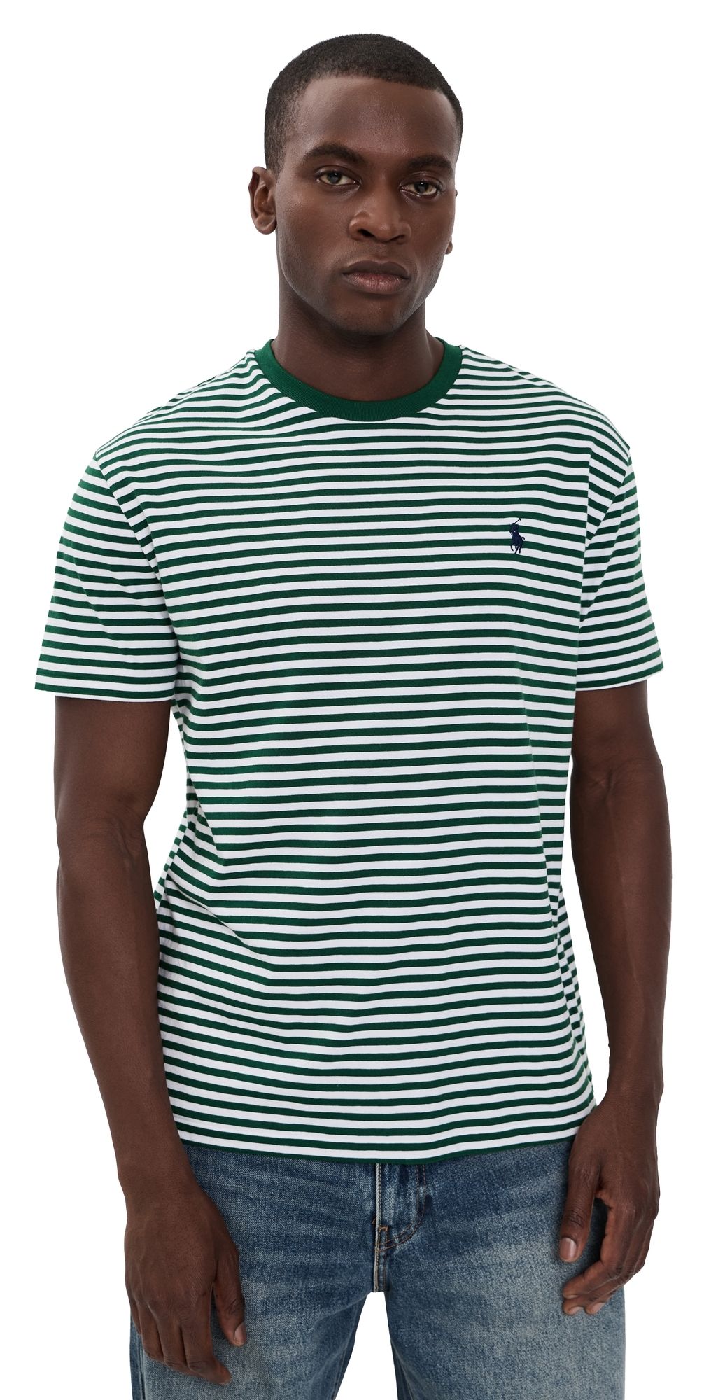 Polo Ralph Lauren Classic Fit Striped Crewneck Tee New Forest/White XL