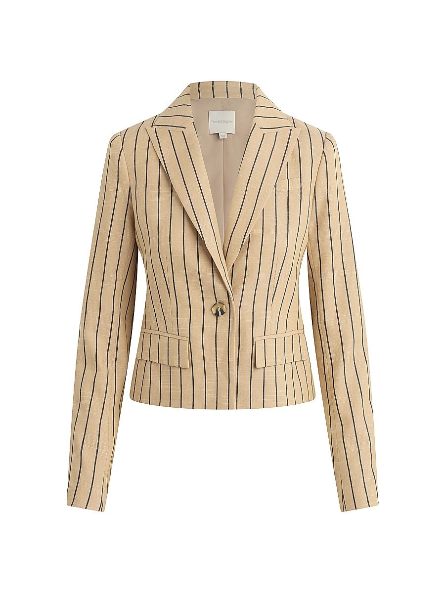 Women's The Miranda Blazer - Beige Navy Stripe - Size XS