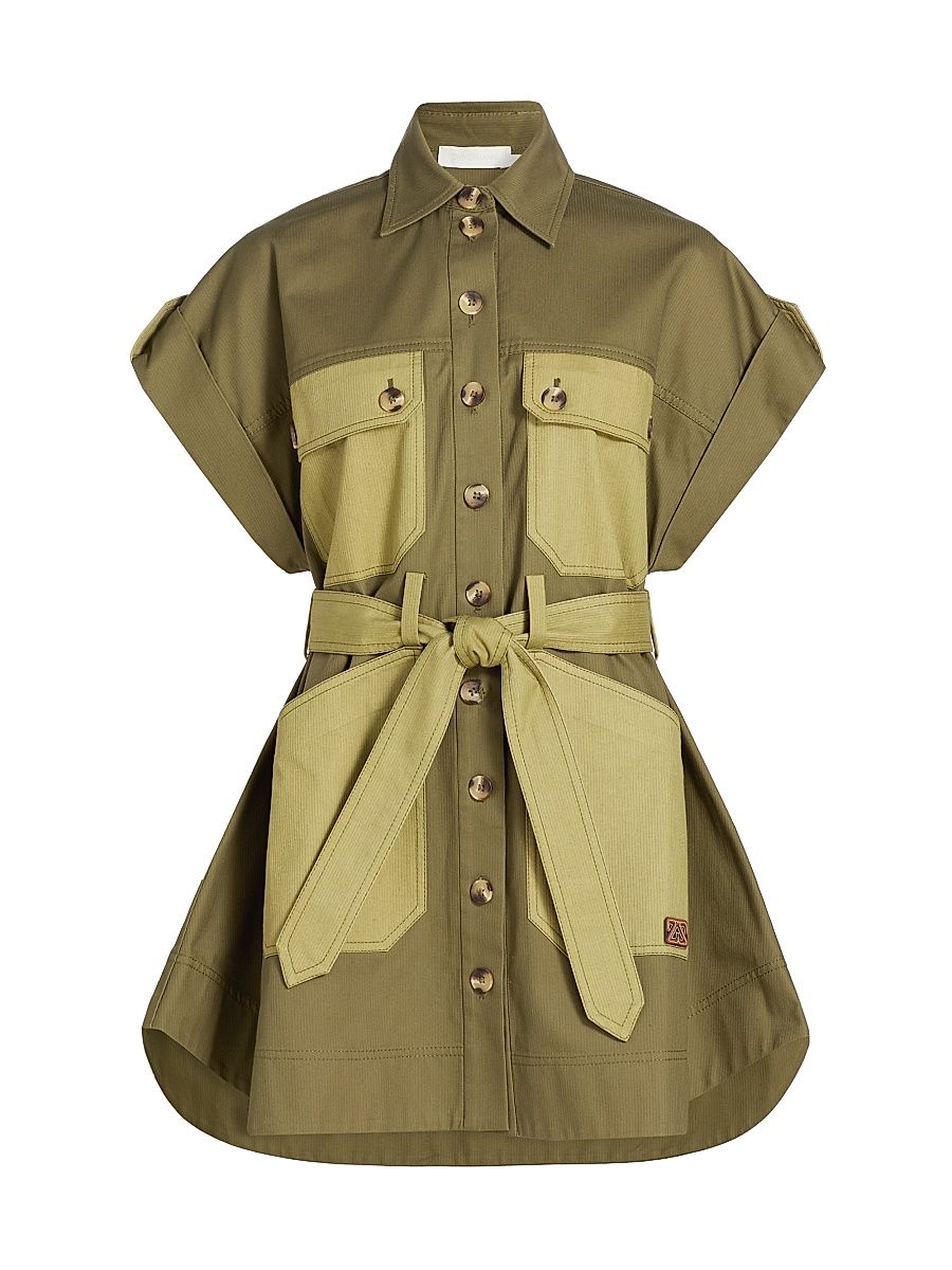 Women's Solstice Utility Cotton Minidress - Khaki - Size 10
