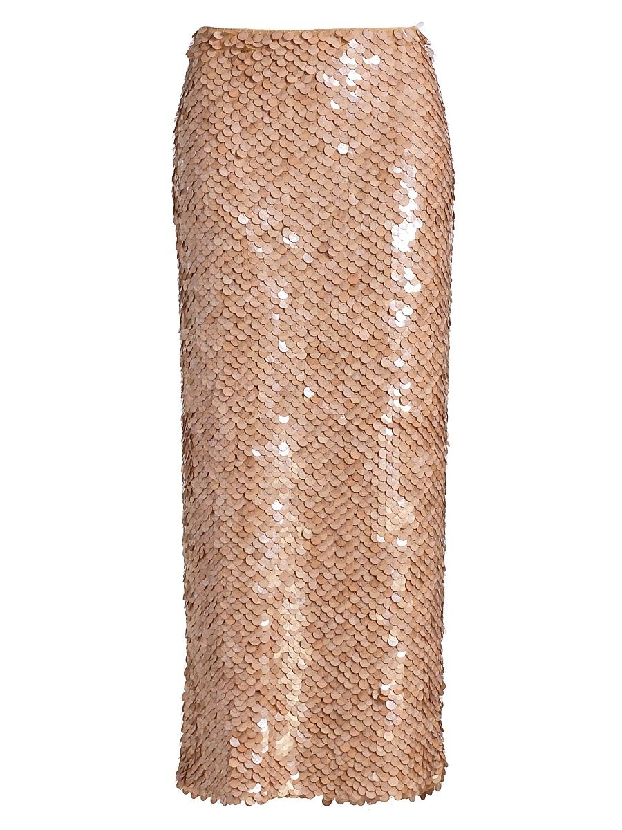 Women's Gwyneth Sequin Midi-Skirt - Tan - Size 10