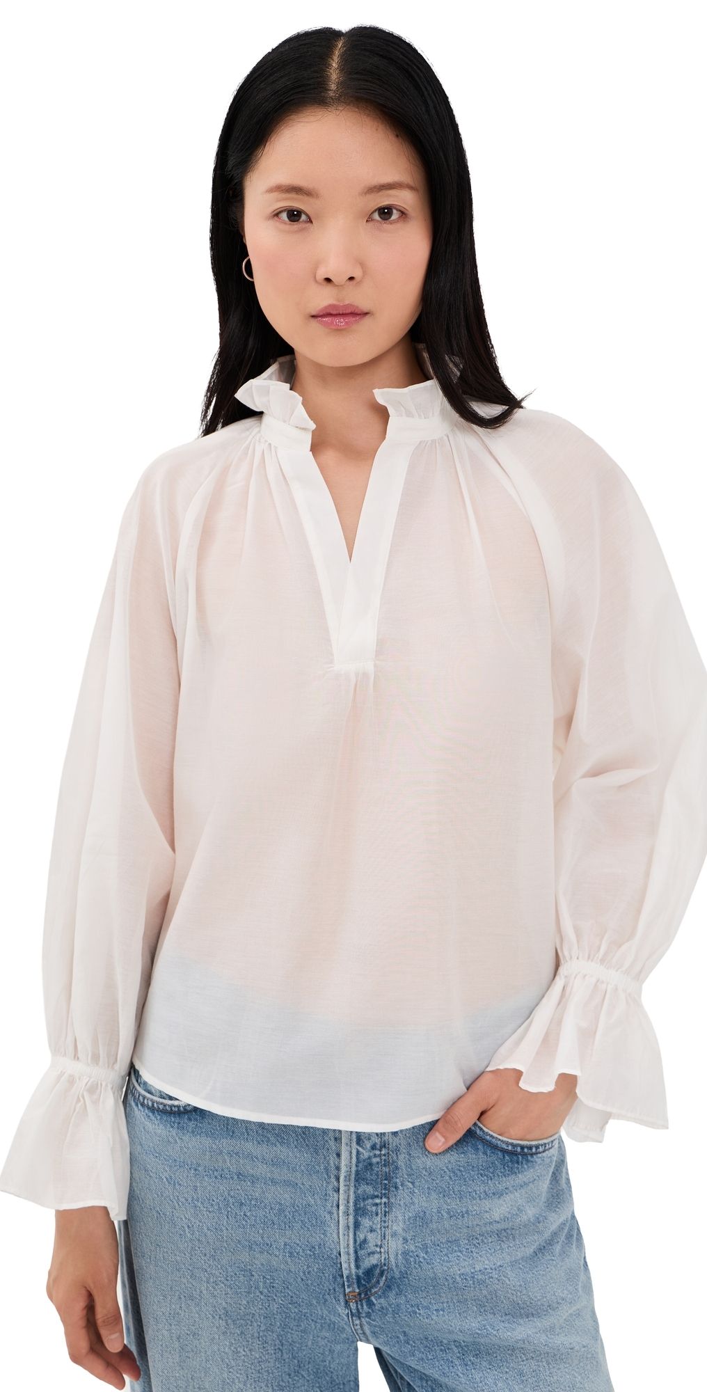 Polo Ralph Lauren Cotton-Silk Organdy Blouse White XXL