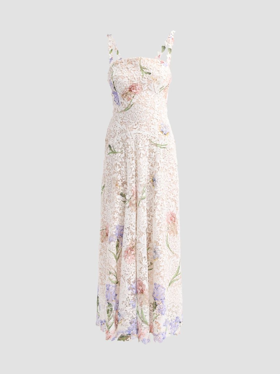 Oscar de la Renta Women's Resort Iris Lace Day Dress - White Multi - Size 16