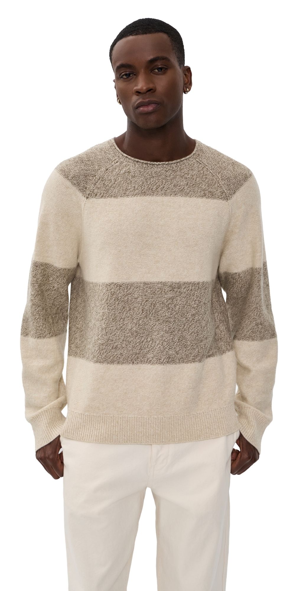 Guest in Residence Stripe Island Rollneck Sweater Sandstone Combo L