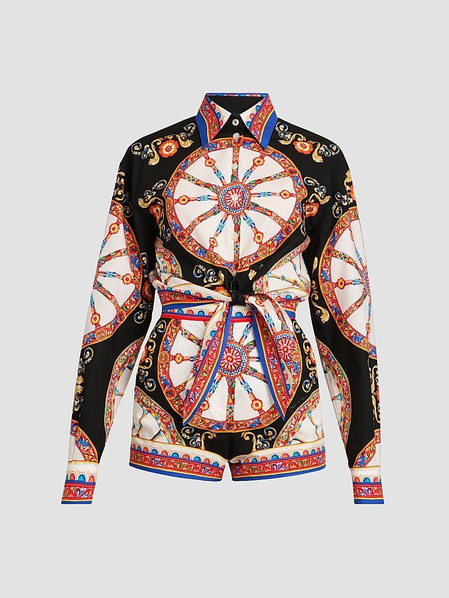 Women's Printed Cotton Romper - Variante Abbinata - Size 10
