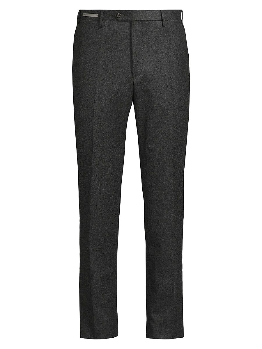 Men's Wool Flannel Slim-Fit Trousers - Charcoal - Size 40