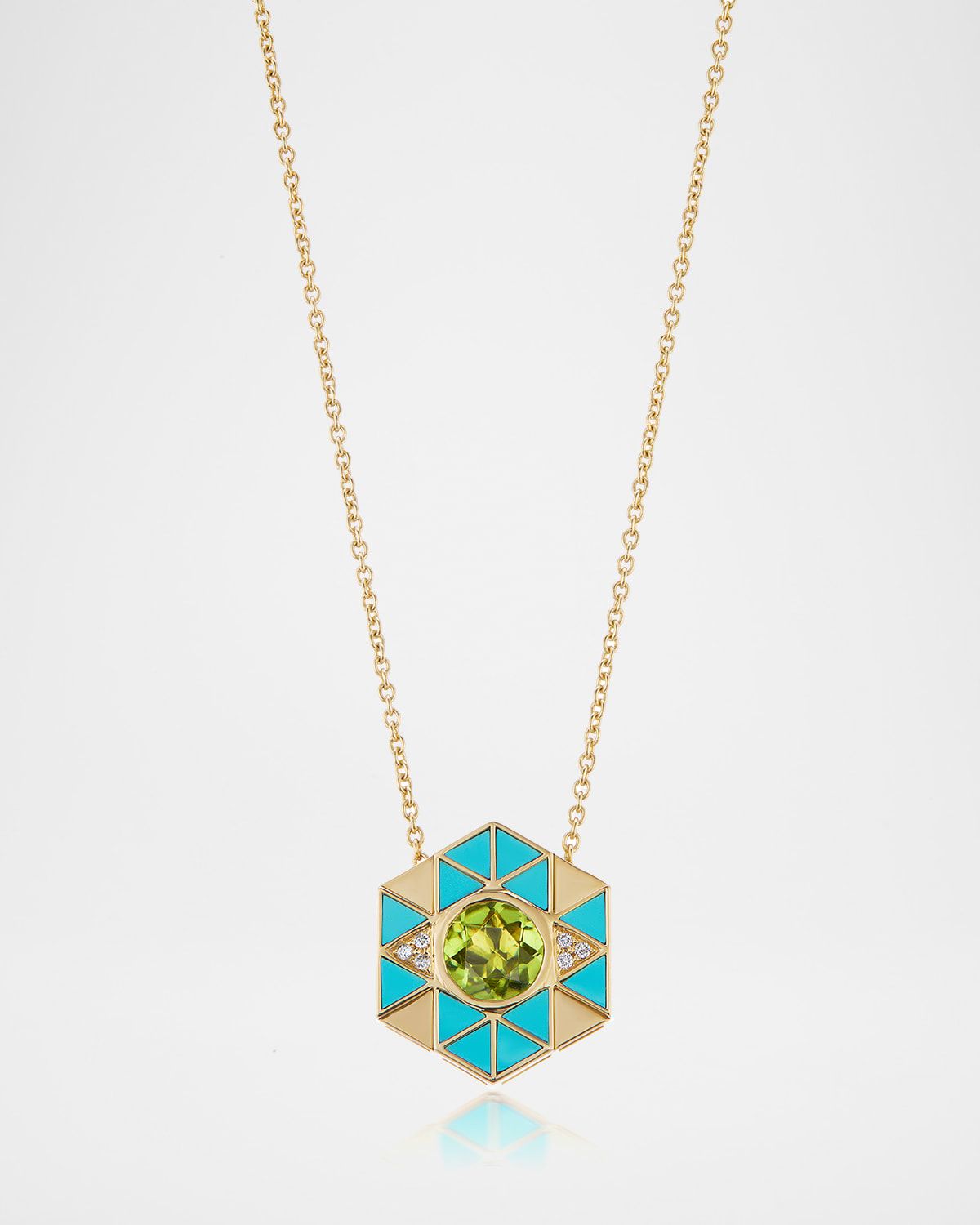 Evil Eye Pendant Necklace with Turquoise and Peridot