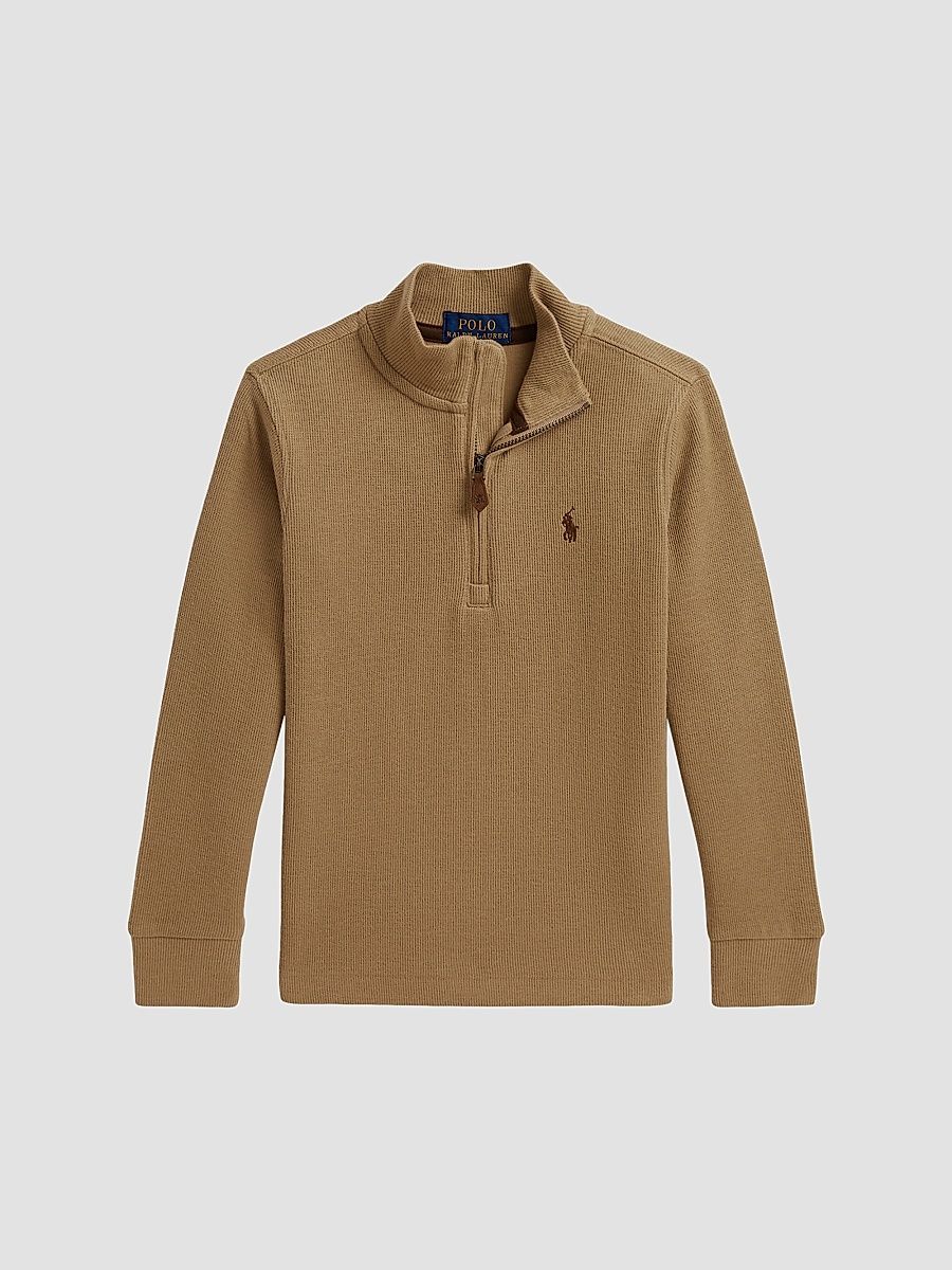 Little Boy's & Boy's Ribbed Half-Zip Pullover - Camel - Size 2