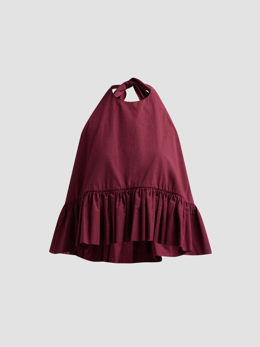 Azeeza Women's Winston Poplin Halter Top - Wine - Size XS