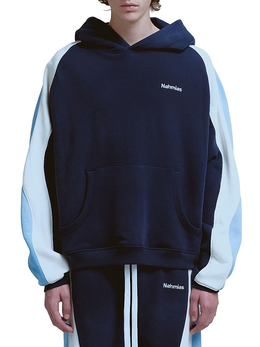 Men's Ollie Colorblocked Cotton Hoodie - Worn Navy - Size XL