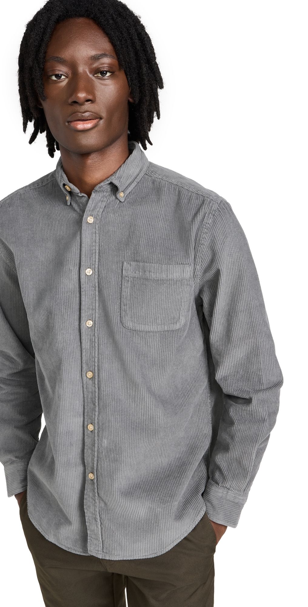 Portuguese Flannel Lobo Corduroy Shirt Anthracite M