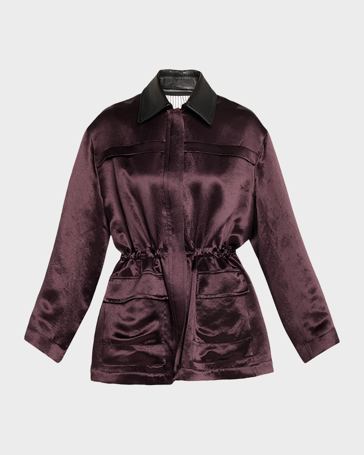 Drawstring Satin Parka Jacket