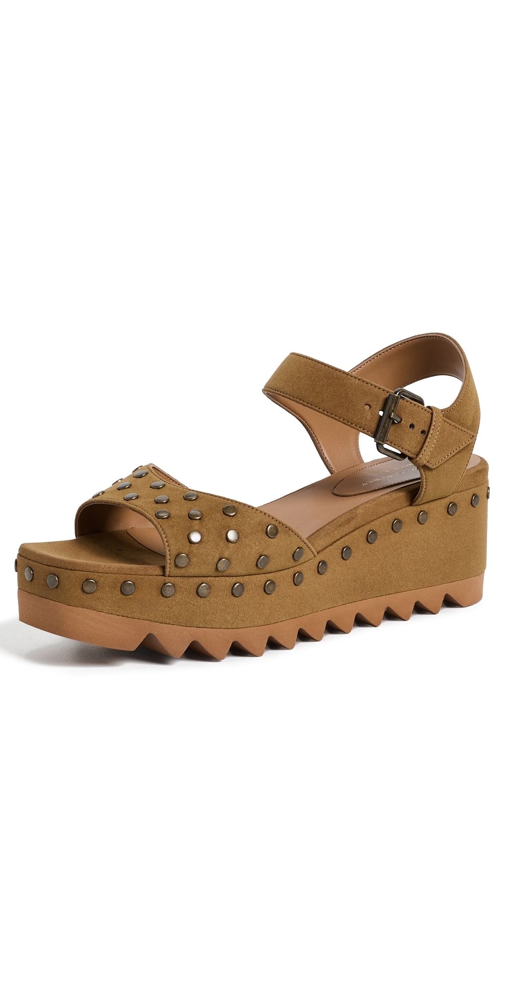 Stella McCartney Elyse Studded Faux Suede Platform Sandals Brandy 37