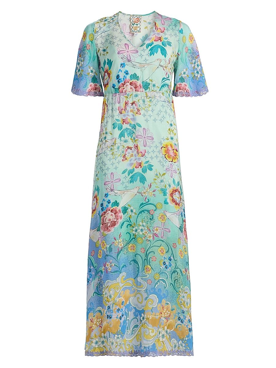 Women's Tami Printed Maxi Dress - Altair Scarf - Size XL