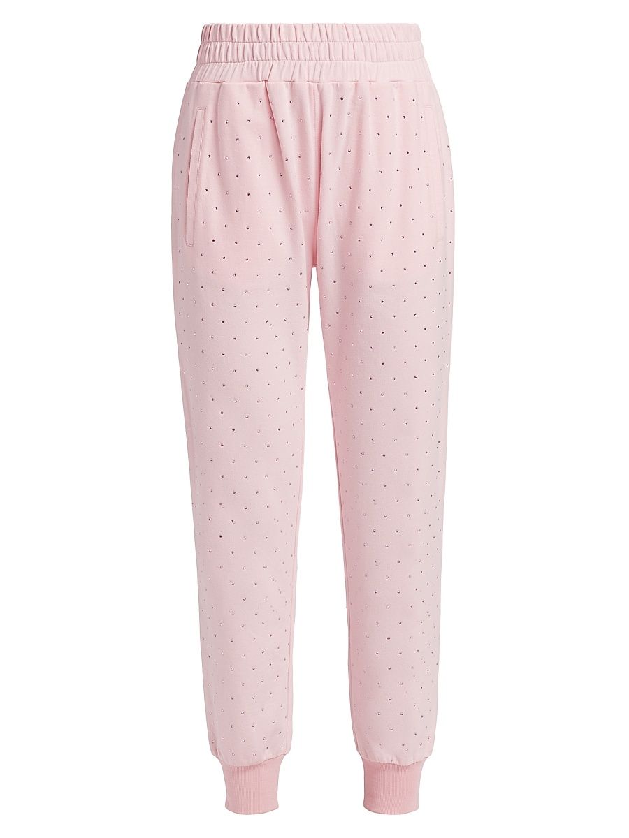 Women's Ruel Crystal French Terry Elasticized Sweatpants - Sugar Pink - Size XL