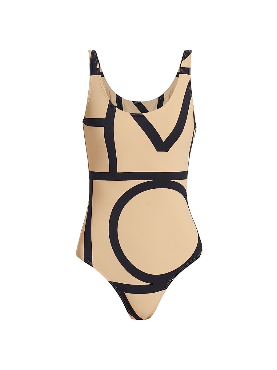 Women's Monogram One-Piece Swimsuit - Tofu Black Monogram - Size Small