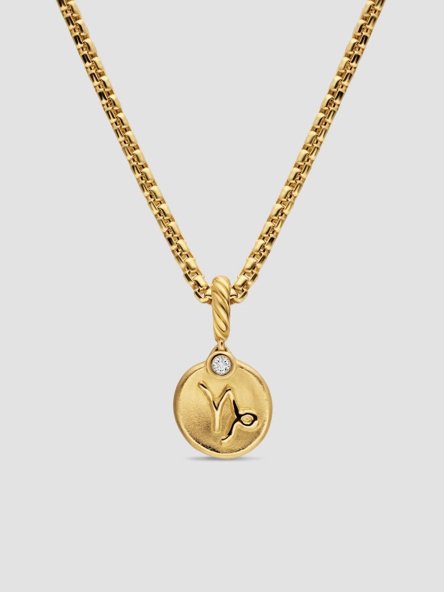 David Yurman Women's Petite Capricorn Amulet in 18K Yellow Gold with Diamond, 10.4MM - Gold