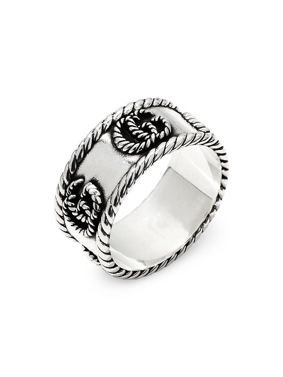 Women's GG Marmont Cabled Sterling Silver Band Ring - Silver - Size 8