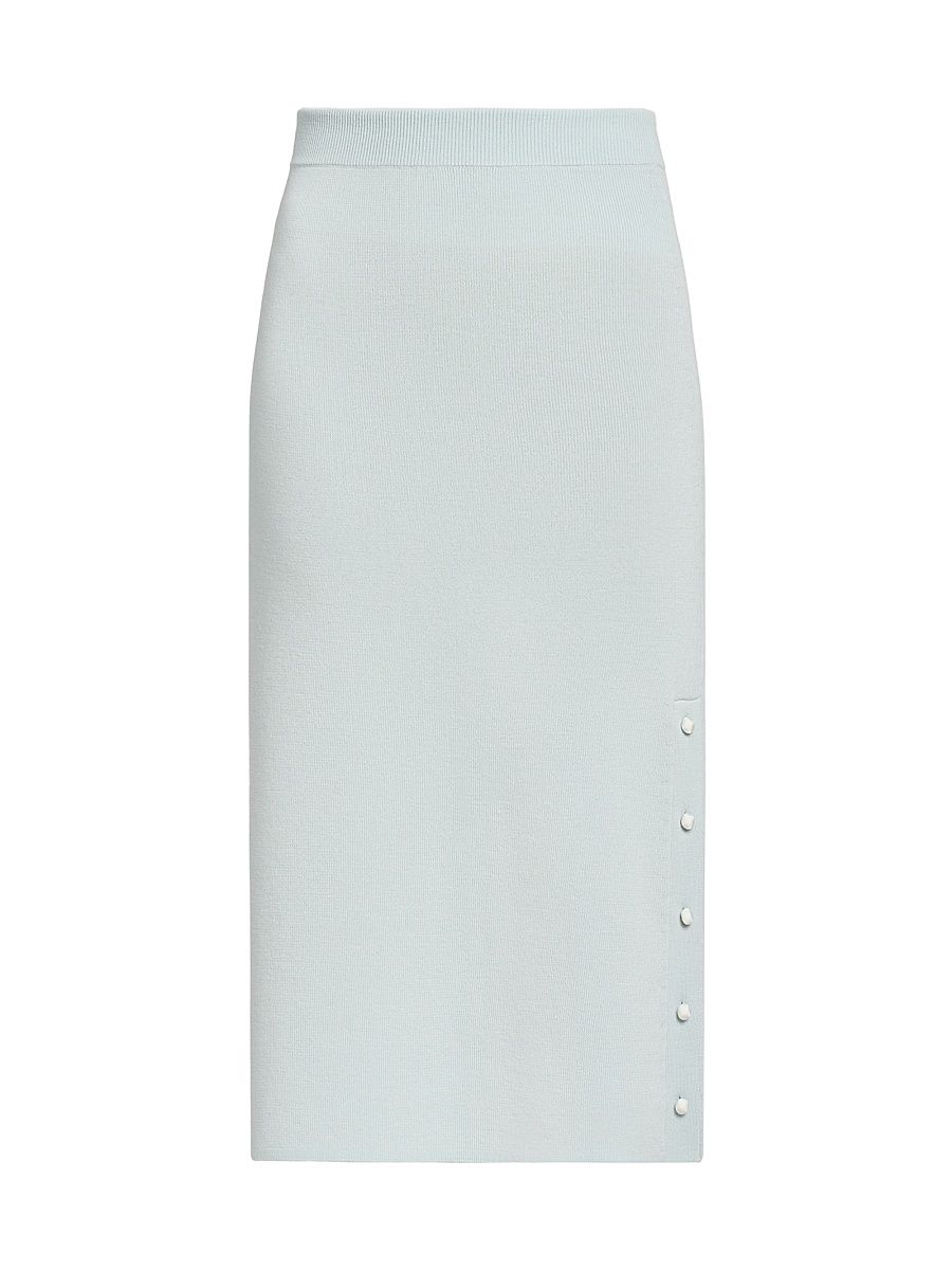 Women's Rib-Knit Merino Wool Pencil Skirt - Sky - Size 8