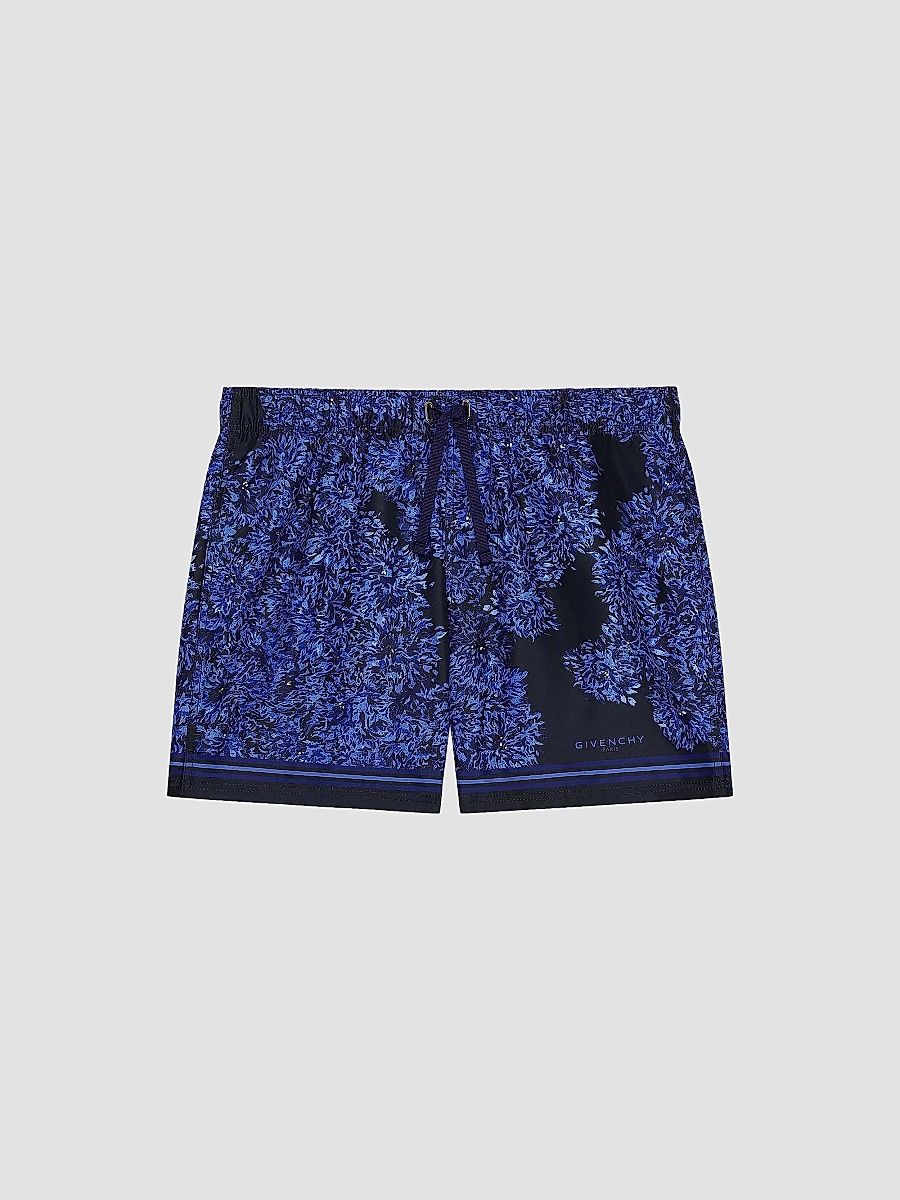 Givenchy Men's Swim Shorts with Flowers Print - Navy Blue - Size Small